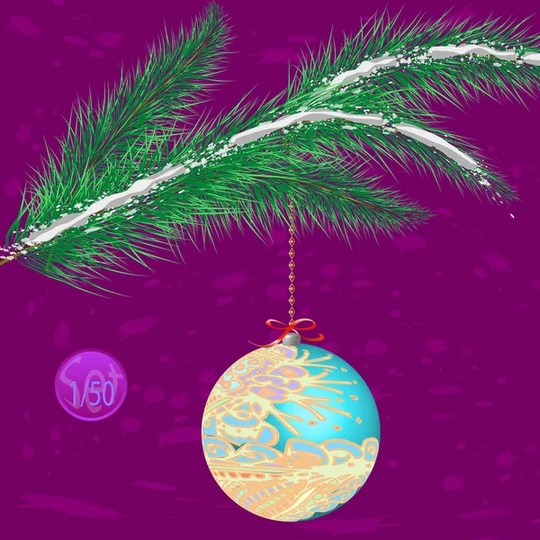 Árbol Navidad Adorno Bauble Con Adorno Ilustración Vectorial — Vector de stock