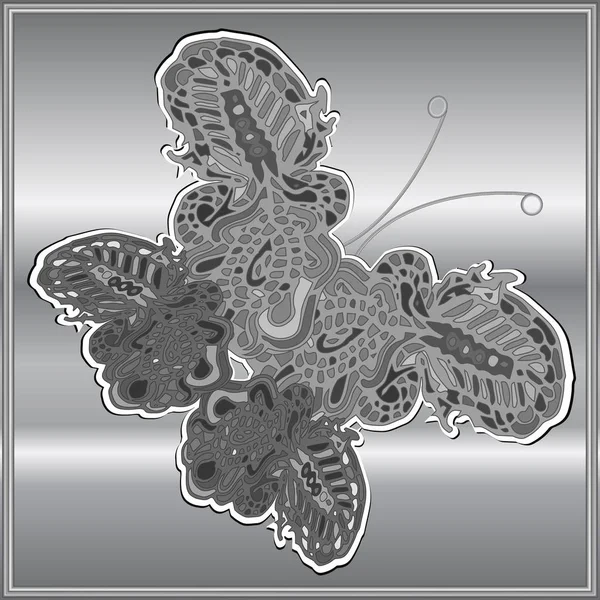 蝴蝶涂鸦新设计 Zentangle 灵感艺术 — 图库矢量图片