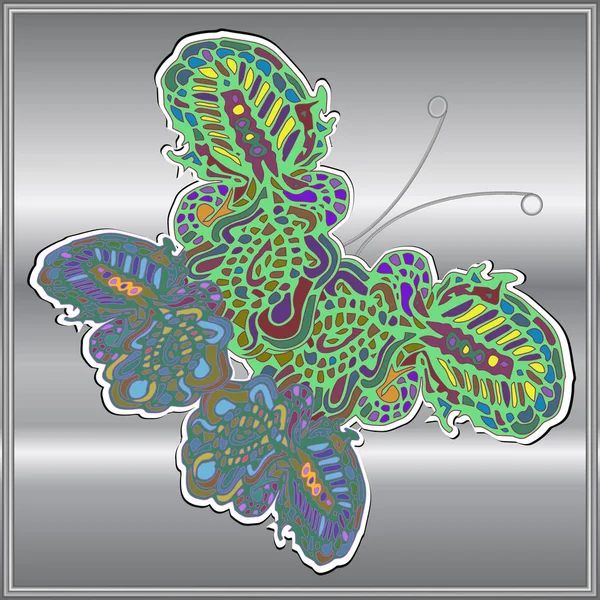 Motyl Doodle Nowy Projekt Zentangle Inspirowane Sztuką — Wektor stockowy