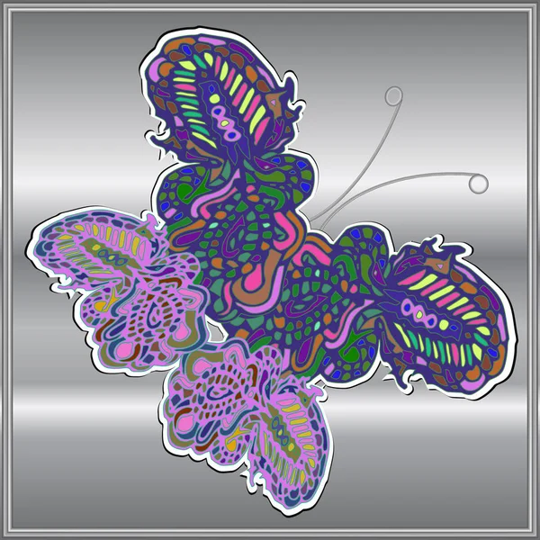 Mariposa Garabato Nuevo Diseño Zentangle Arte Inspirado — Archivo Imágenes Vectoriales