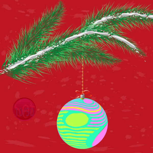 Décoration Boule Arbre Noël Avec Ornement Illustration Vectorielle — Image vectorielle