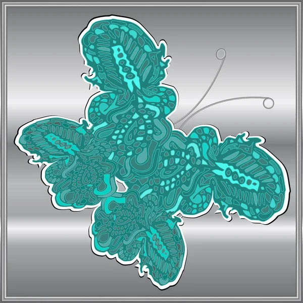Papillon Gribouiller Nouvelle Conception Zentangle Art Inspiré — Image vectorielle