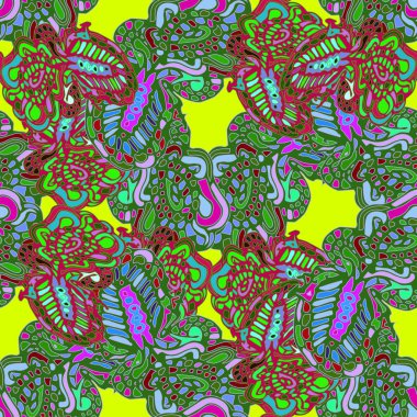 Çizgi film handdrawn el yapımı ve dikiş karalamalar seamless modeli. 