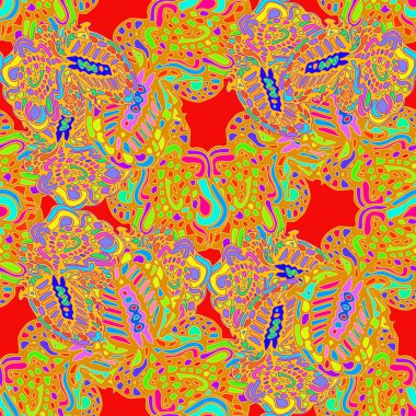 Çizgi film handdrawn el yapımı ve dikiş karalamalar seamless modeli. 