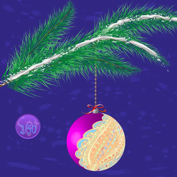 Árbol Navidad Adorno Bauble Con Adorno Ilustración Vectorial — Archivo Imágenes Vectoriales