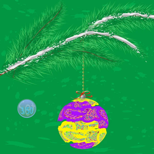 Decoração Bugiganga Árvore Natal Com Ornamento Ilustração Vetorial — Vetor de Stock