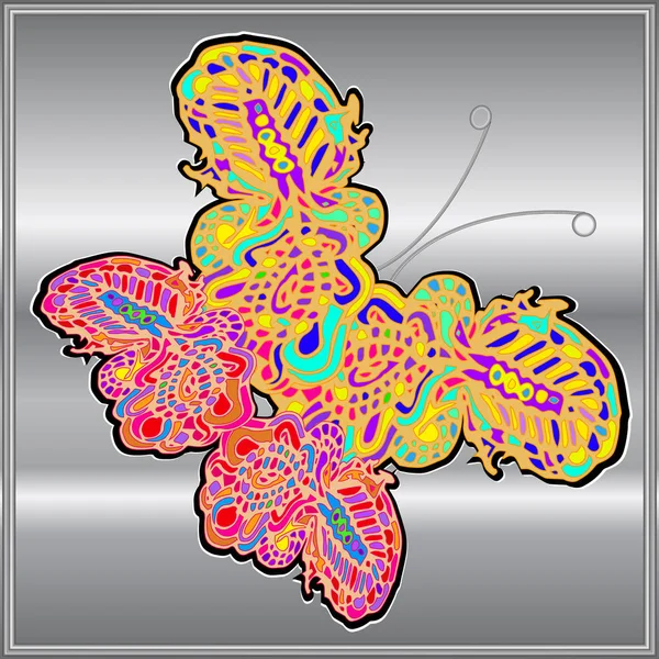 蝴蝶涂鸦新设计 Zentangle 灵感艺术 — 图库矢量图片