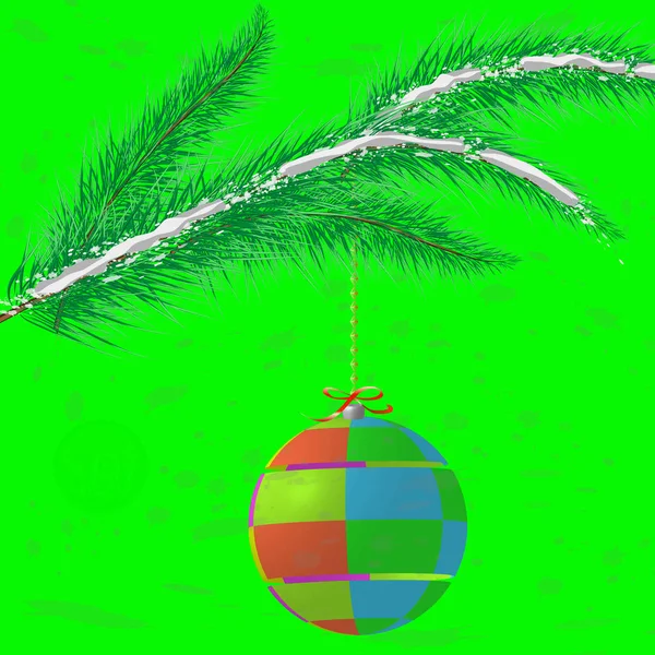Árbol Navidad Multicolor Bauble Decoración Con Adorno — Vector de stock