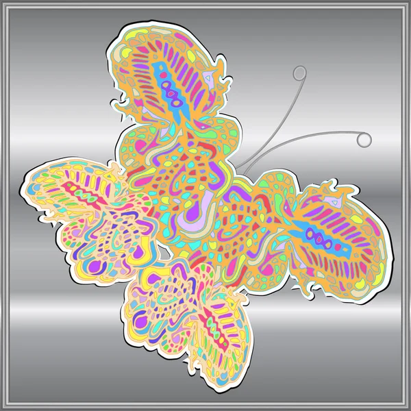 Mariposa Garabato Nuevo Diseño Zentangle Arte Inspirado — Vector de stock
