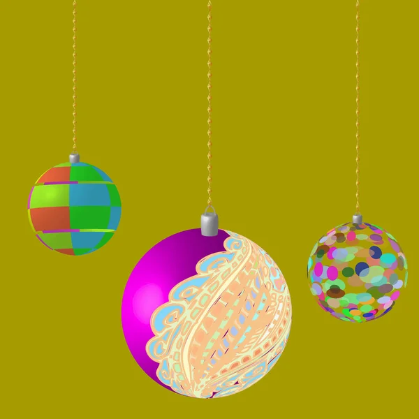 Christbaumkugeln Dekoration Mit Schmuck Vektorillustration — Stockvektor