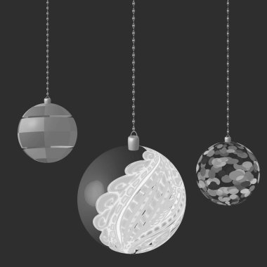 Noel ağacı süsleme ile baubles dekorasyon. Vektör çizim 