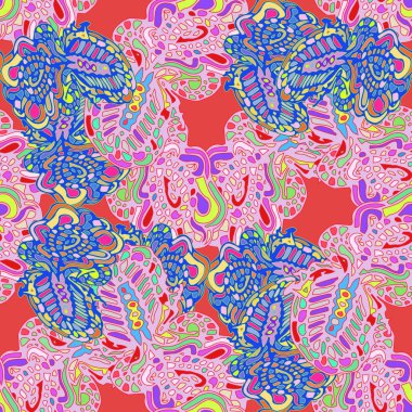 Çizgi film handdrawn el yapımı ve dikiş karalamalar seamless modeli. 