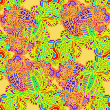 Çizgi film handdrawn el yapımı ve dikiş karalamalar seamless modeli. 