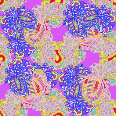 Çizgi film handdrawn el yapımı ve dikiş karalamalar seamless modeli. 