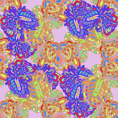 Çizgi film handdrawn el yapımı ve dikiş karalamalar seamless modeli. 