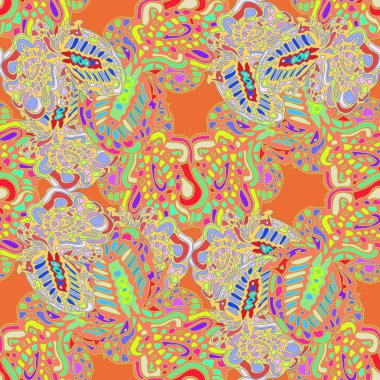 Çizgi film handdrawn el yapımı ve dikiş karalamalar seamless modeli. 