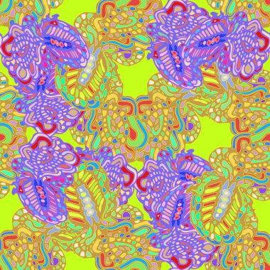 Çizgi film handdrawn el yapımı ve dikiş karalamalar seamless modeli. 