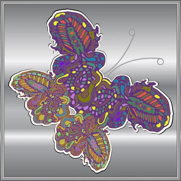 Borboleta Doodle Novo Design Zentangle Arte Inspirada — Vetor de Stock