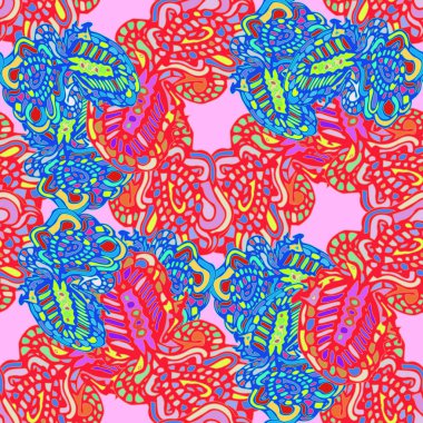 Çizgi film handdrawn el yapımı ve dikiş karalamalar seamless modeli. 