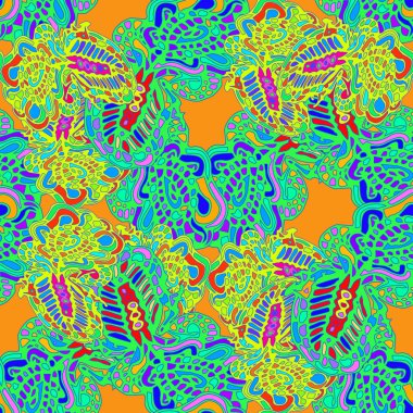 Çizgi film handdrawn el yapımı ve dikiş karalamalar seamless modeli. 