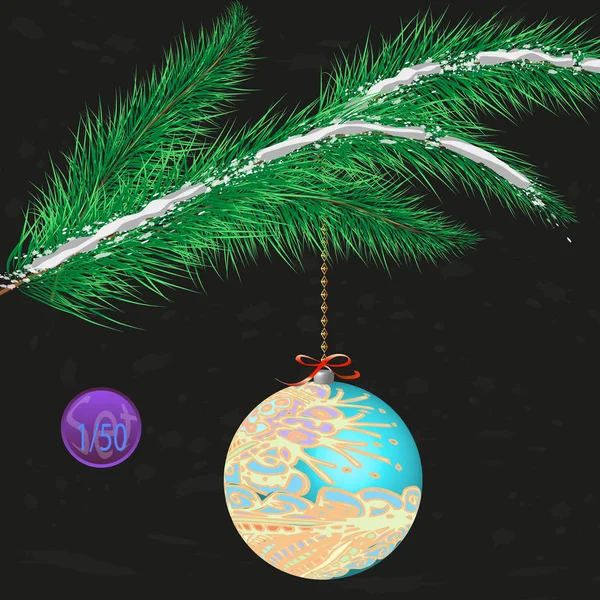 Decoração Bauble Árvore Natal Multicolor Com Ornamento — Vetor de Stock