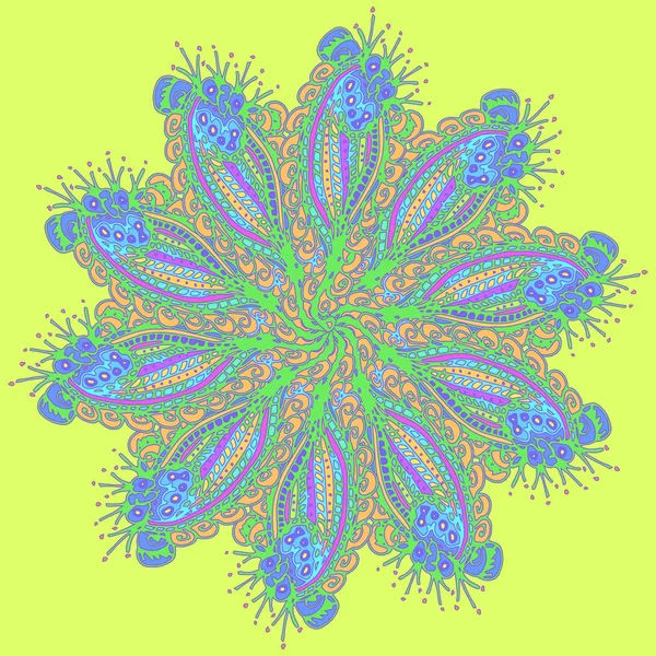 Nieuwe Symmetrische Mandala Stijl Zentangle Geïnspireerde Kunst Met Doodle — Stockvector