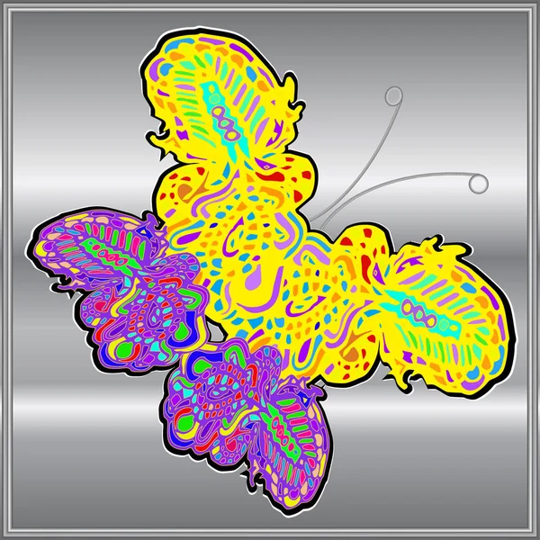 Papillon Gribouiller Nouvelle Conception Zentangle Art Inspiré — Image vectorielle