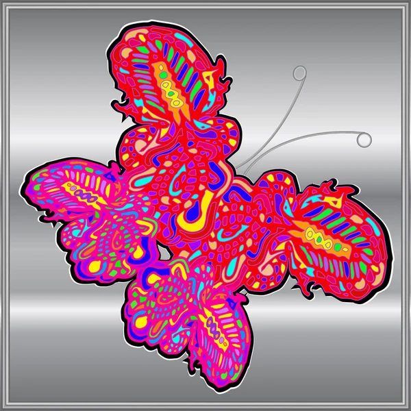 Mariposa Garabato Nuevo Diseño Zentangle Arte Inspirado — Archivo Imágenes Vectoriales