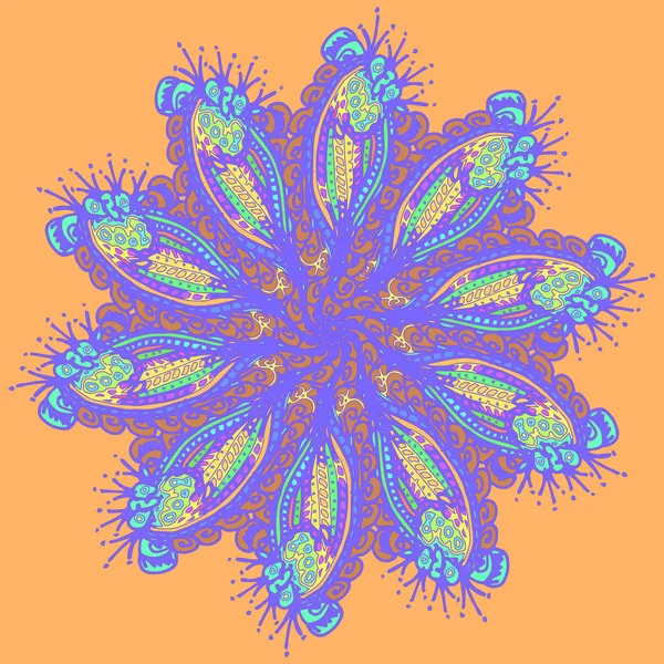 Nieuwe Symmetrische Mandala Stijl Zentangle Geïnspireerde Kunst Met Doodle — Stockvector