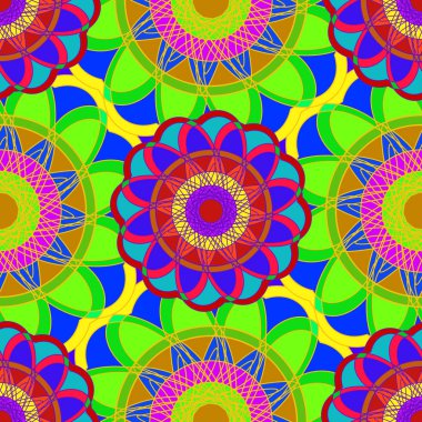 Geometrik fractal mandala Dikişsiz desen arka plan veya tasarım çalışması.