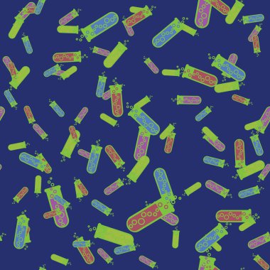 Kimya test tüpleri parlak arka plan üzerinde. Seamless modeli.