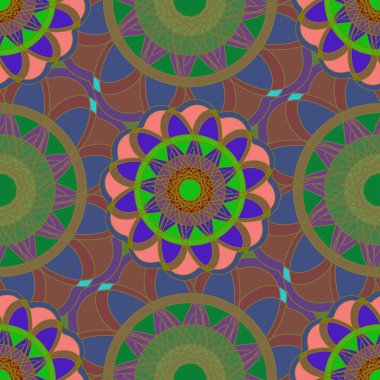 Geometrik fractal mandala Dikişsiz desen arka plan veya tasarım çalışması.