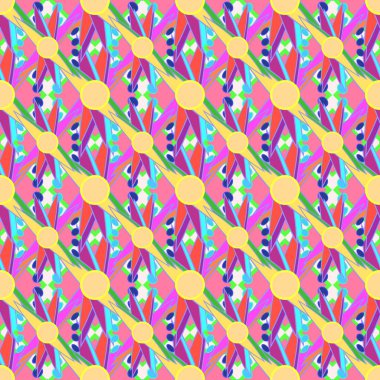 Çiçekler, vektör çizim ile çok renkli geometrik seamless modeli 