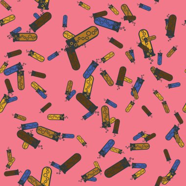 Kimya test tüpleri parlak arka plan üzerinde. Seamless modeli.