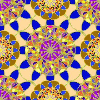 Geometrik fractal mandala Dikişsiz desen arka plan veya tasarım çalışması.