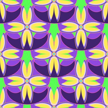 Çiçekler, vektör çizim ile çok renkli geometrik seamless modeli 