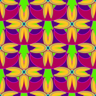 Çiçekler, vektör çizim ile çok renkli geometrik seamless modeli 