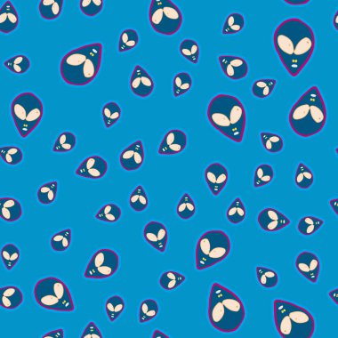 Yüzleri, uzaylılar Ufo desen. Uzaylı sorunsuz arka plan. Tekstil ve kağıt ve duvar kağıtları her türlü ambalaj kumaşlar, modern tasarım