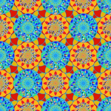 Geometrik fractal mandala Dikişsiz desen arka plan veya tasarım çalışması.