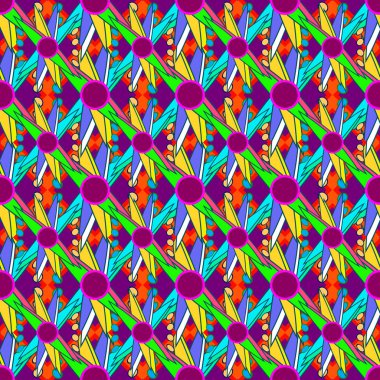 Çiçekler, vektör çizim ile çok renkli geometrik seamless modeli 