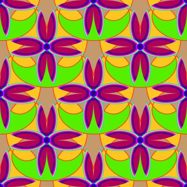 Çiçekler, vektör çizim ile çok renkli geometrik seamless modeli 