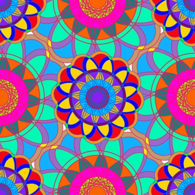 Geometrik fractal mandala Dikişsiz desen arka plan veya tasarım çalışması.