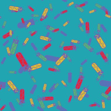 Kimya test tüpleri parlak arka plan üzerinde. Seamless modeli.