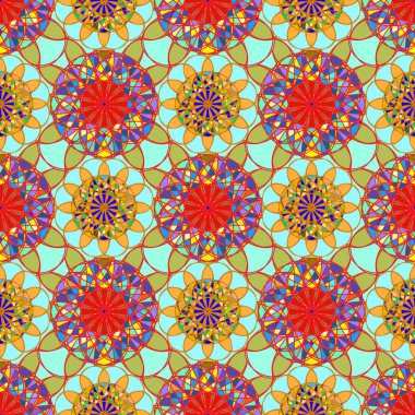 Geometrik fractal mandala Dikişsiz desen arka plan veya tasarım çalışması.