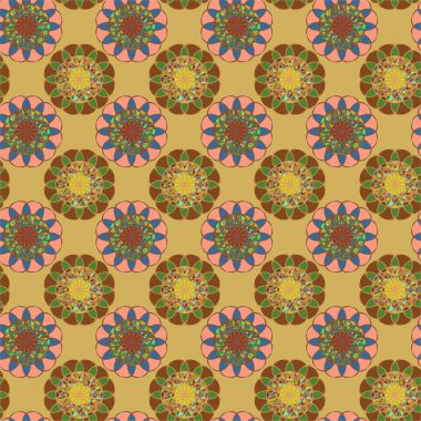 Geometrik fractal mandala Dikişsiz desen arka plan veya tasarım çalışması.