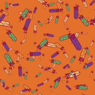 Kimya test tüpleri parlak arka plan üzerinde. Seamless modeli.