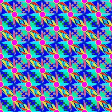 Çiçekler, vektör çizim ile çok renkli geometrik seamless modeli 