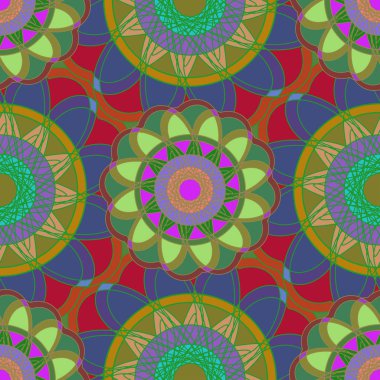 Geometrik fractal mandala Dikişsiz desen arka plan veya tasarım çalışması.