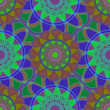 Geometrik fractal mandala Dikişsiz desen arka plan veya tasarım çalışması.