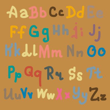 Elle çizilmiş alfabe. Boyalı harfleri fırça. El yazı ve özel tipografi tasarımları logo ve afiş, davetiye ve kartları için